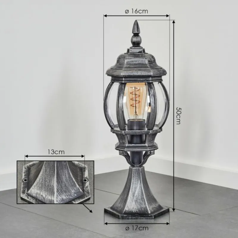 Luminaires Rustiques-hofstein Lentua Borne lumineuse, Eclairage de chemin Noir, Argenté, 1 lumière