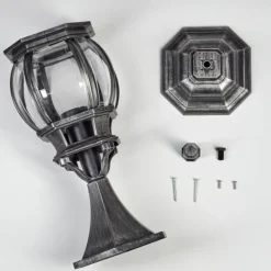 Luminaires Rustiques-hofstein Lentua Borne lumineuse, Eclairage de chemin Noir, Argenté, 1 lumière