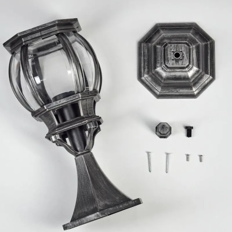 Luminaires Rustiques-hofstein Lentua Borne lumineuse, Eclairage de chemin Noir, Argenté, 1 lumière