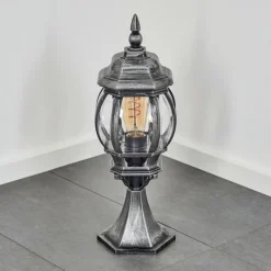 Luminaires Rustiques-hofstein Lentua Borne lumineuse, Eclairage de chemin Noir, Argenté, 1 lumière