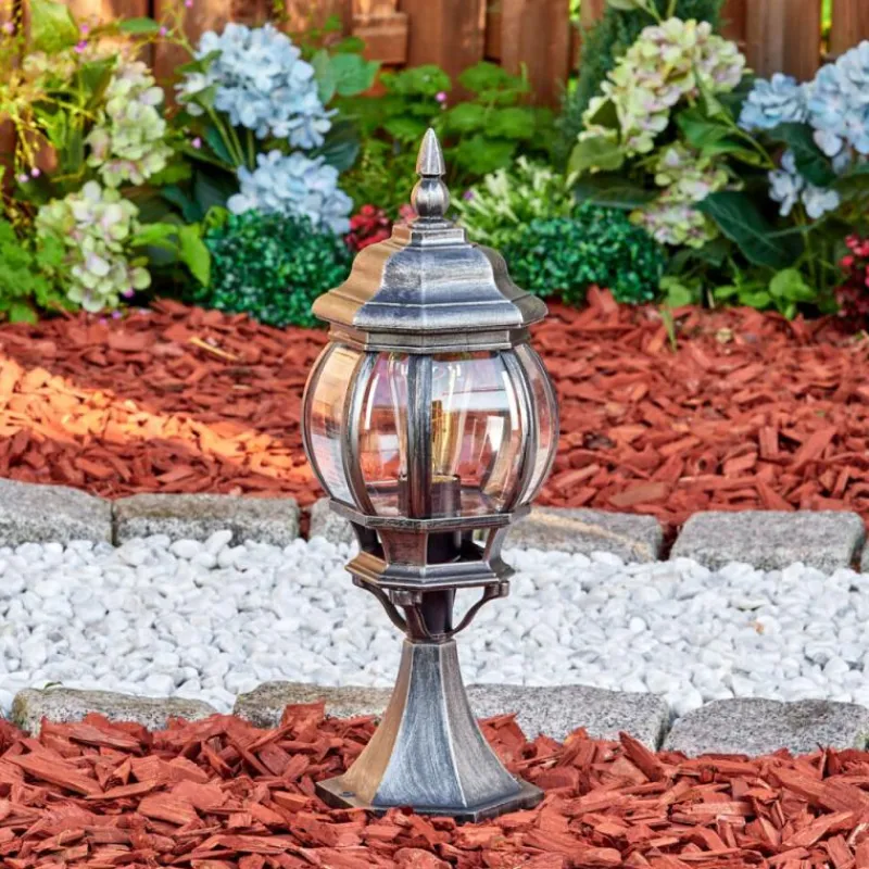 Luminaires Rustiques-hofstein Lentua Borne lumineuse, Eclairage de chemin Noir, Argenté, 1 lumière