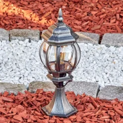 Luminaires Rustiques-hofstein Lentua Borne lumineuse, Eclairage de chemin Noir, Argenté, 1 lumière