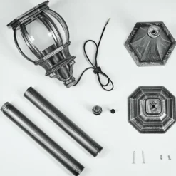 Luminaires Rustiques-hofstein Lentua Eclairage de chemin Noir, Argenté, 1 lumière