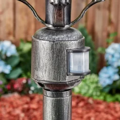 Luminaires Rustiques-hofstein Lentua Eclairage de chemin Noir, Argenté, 1 lumière, Détecteur de mouvement