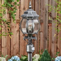 Luminaires Rustiques-hofstein Lentua Eclairage de chemin Noir, Argenté, 1 lumière, Détecteur de mouvement