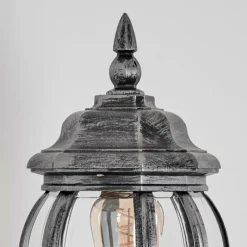 Luminaires Rustiques-hofstein Lentua Lampe murale d´extérieur, Applique murale Noir, Argenté, 1 lumière, Détecteur de mouvement