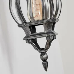 Luminaires Rustiques-hofstein Lentua Lampe murale d´extérieur, Applique murale Noir, Argenté, 1 lumière