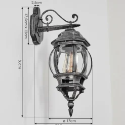 Luminaires Rustiques-hofstein Lentua Lampe murale d´extérieur, Applique murale Noir, Argenté, 1 lumière