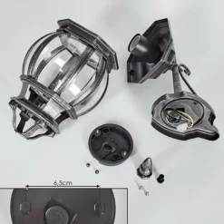 Luminaires Rustiques-hofstein Lentua Lampe murale d´extérieur, Applique murale Noir, Argenté, 1 lumière