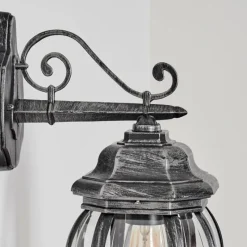 Luminaires Rustiques-hofstein Lentua Lampe murale d´extérieur, Applique murale Noir, Argenté, 1 lumière