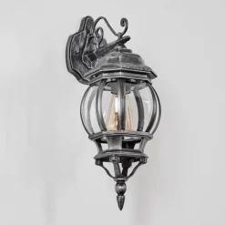 Luminaires Rustiques-hofstein Lentua Lampe murale d´extérieur, Applique murale Noir, Argenté, 1 lumière