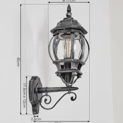 Luminaires Rustiques-hofstein Lentua Lampe murale d´extérieur, Applique murale Noir, Argenté, 1 lumière