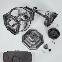 Luminaires Rustiques-hofstein Lentua Lampe murale d´extérieur, Applique murale Noir, Argenté, 1 lumière