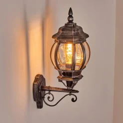 Luminaires Rustiques-hofstein Lentua Lampe murale d´extérieur, Applique murale Noir, Argenté, 1 lumière