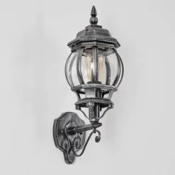 Luminaires Rustiques-hofstein Lentua Lampe murale d´extérieur, Applique murale Noir, Argenté, 1 lumière