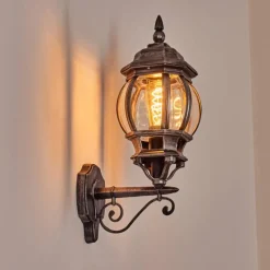 Luminaires Rustiques-hofstein Lentua Lampe murale d´extérieur, Applique murale Noir, Argenté, 1 lumière