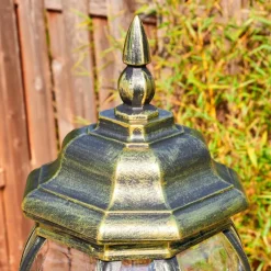 Luminaires Rustiques-hofstein Lentua Réverbère, Eclairage de chemin Or, Noir, 2 lumières