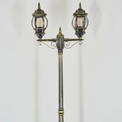 Luminaires Rustiques-hofstein Lentua Réverbère, Eclairage de chemin Or, Noir, 2 lumières