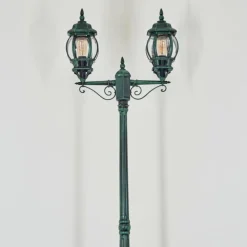 Luminaires Rustiques-hofstein Lentua Réverbère, Eclairage de chemin Vert, Noir, 2 lumières