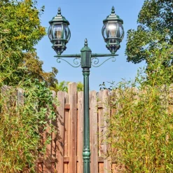 Luminaires Rustiques-hofstein Lentua Réverbère, Eclairage de chemin Vert, Noir, 2 lumières