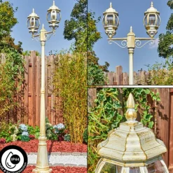 Luminaires Rustiques-hofstein Lentua Réverbère, Eclairage de chemin Or, Blanc, 2 lumières
