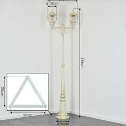 Luminaires Rustiques-hofstein Lentua Réverbère, Eclairage de chemin Or, Blanc, 2 lumières