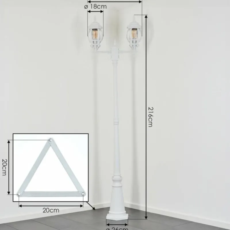 Luminaires Rustiques-hofstein Lentua Réverbère, Eclairage de chemin Blanc, 2 lumières