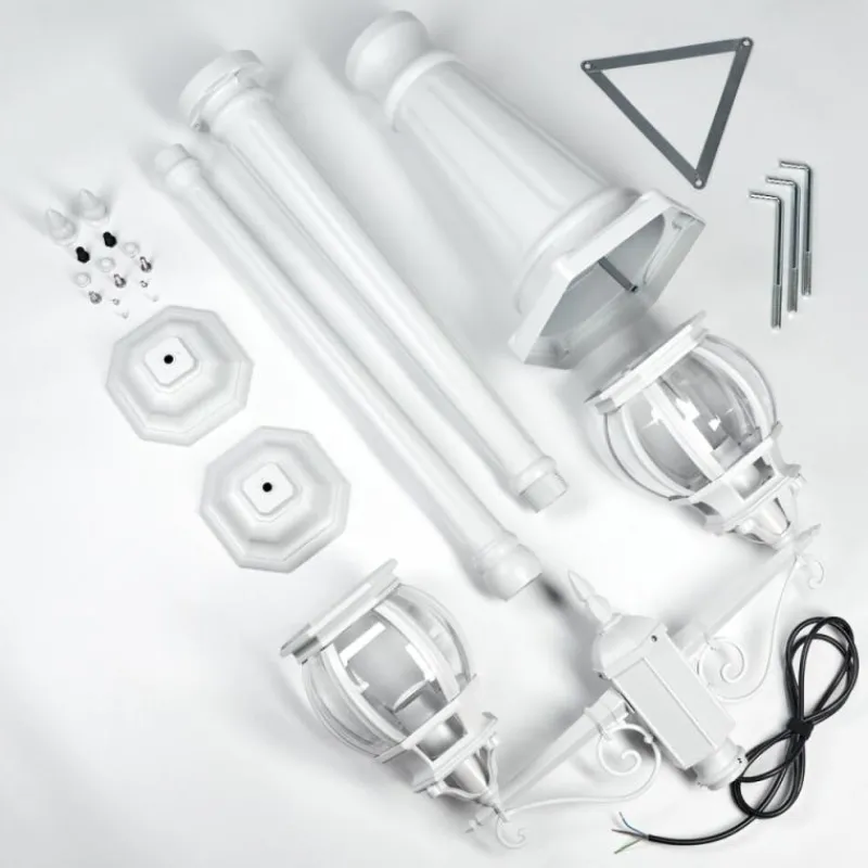 Luminaires Rustiques-hofstein Lentua Réverbère, Eclairage de chemin Blanc, 2 lumières