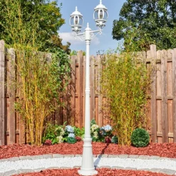 Luminaires Rustiques-hofstein Lentua Réverbère, Eclairage de chemin Blanc, 2 lumières