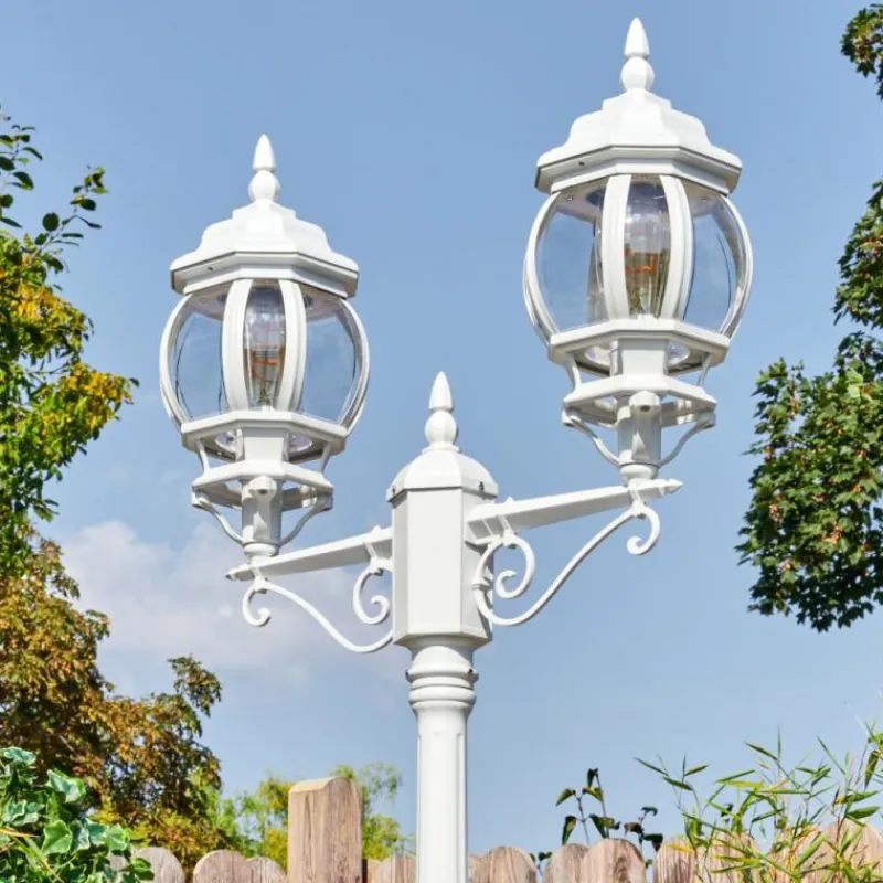 Luminaires Rustiques-hofstein Lentua Réverbère, Eclairage de chemin Blanc, 2 lumières