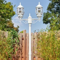 Luminaires Rustiques-hofstein Lentua Réverbère, Eclairage de chemin Blanc, 2 lumières