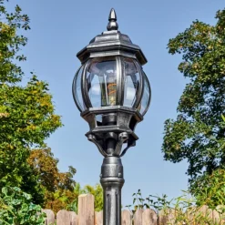 Luminaires Rustiques-hofstein Lentua Réverbère, Eclairage de chemin Noir, Argenté, 1 lumière