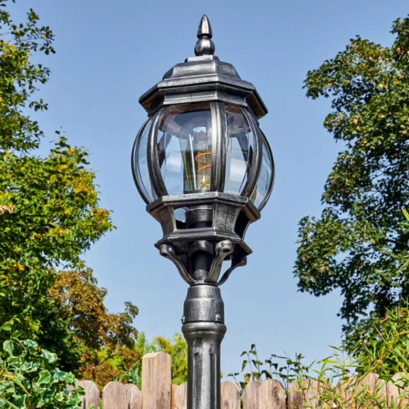 Luminaires Rustiques-hofstein Lentua Réverbère, Eclairage de chemin Noir, Argenté, 1 lumière