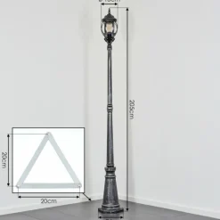 Luminaires Rustiques-hofstein Lentua Réverbère, Eclairage de chemin Noir, Argenté, 1 lumière