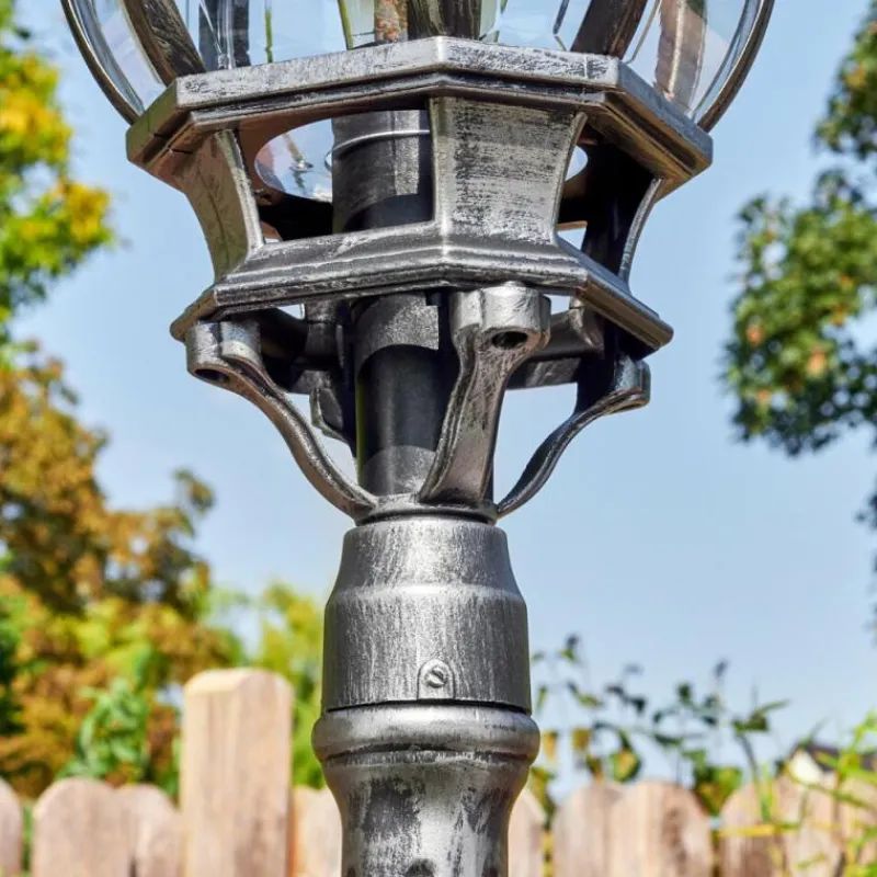 Luminaires Rustiques-hofstein Lentua Réverbère, Eclairage de chemin Noir, Argenté, 1 lumière