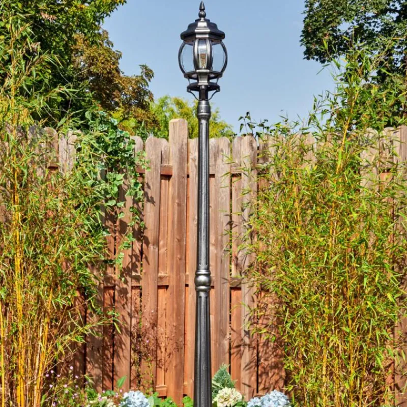 Luminaires Rustiques-hofstein Lentua Réverbère, Eclairage de chemin Noir, Argenté, 1 lumière