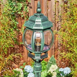 Luminaires Rustiques-hofstein Lentua Réverbère, Eclairage de chemin Vert, Noir, 1 lumière