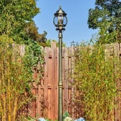 Luminaires Rustiques-hofstein Lentua Réverbère, Eclairage de chemin Or, Noir, 1 lumière