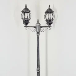 Luminaires Rustiques-hofstein Lentua Réverbère, Eclairage de chemin Noir, Argenté, 2 lumières