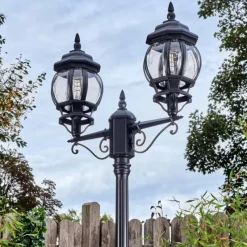 Luminaires Rustiques-hofstein Lentua Réverbère, Eclairage de chemin Noir, 2 lumières