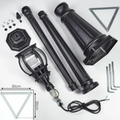 Luminaires Rustiques-hofstein Lentua Réverbère, Eclairage de chemin Noir, 1 lumière