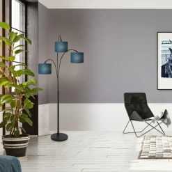 Lampes En Tissu-Luminaires Steinhauer Light Lampadaire Noir, 3 lumières