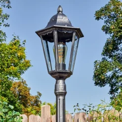 Luminaires Rustiques-hofstein Lignac Réverbère, Eclairage de chemin Noir, Argenté, 1 lumière