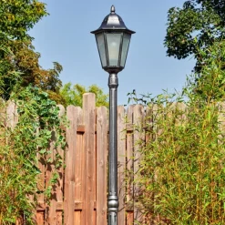 Luminaires Rustiques-hofstein Lignac Réverbère, Eclairage de chemin Noir, Argenté, 1 lumière