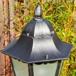 Luminaires Rustiques-hofstein Lignac Réverbère, Eclairage de chemin Noir, Argenté, 1 lumière