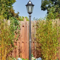 Luminaires Rustiques-hofstein Lignac Réverbère, Eclairage de chemin Noir, Argenté, 1 lumière