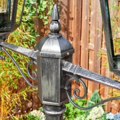 Luminaires Rustiques-hofstein Lignac Réverbère, Eclairage de chemin Noir, Argenté, 2 lumières