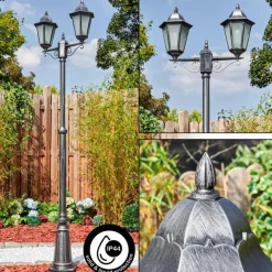 Luminaires Rustiques-hofstein Lignac Réverbère, Eclairage de chemin Noir, Argenté, 2 lumières