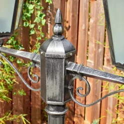 Luminaires Rustiques-hofstein Lignac Réverbère, Eclairage de chemin Noir, Argenté, 2 lumières