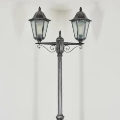 Luminaires Rustiques-hofstein Lignac Réverbère, Eclairage de chemin Noir, Argenté, 2 lumières